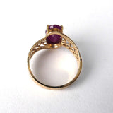 Ruby Ring 10kt Gold Filigree Genuine Engagement Ring July Birthstone 1970s