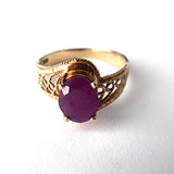 Ruby Ring 10kt Gold Filigree Genuine Engagement Ring July Birthstone 1970s