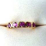 Pink Natural Ruby Ring 10kt Gold 5 Genuine Rubies 1970s Ruby Band Kisses