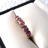 Pink Natural Ruby Ring 10kt Gold 5 Genuine Rubies 1970s Ruby Band Kisses