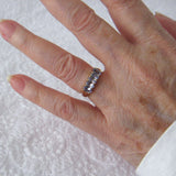 Ring Solid 14kt Gold With 5 Oval Tanzanites Engagement 1970s Wedding Band