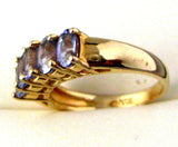 Ring Solid 14kt Gold With 5 Oval Tanzanites Engagement 1970s Wedding Band