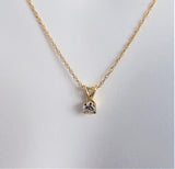 Diamond Necklace 14k Yellow Gold Near Quarter Carat Round Diamond 14kt Gold Chain