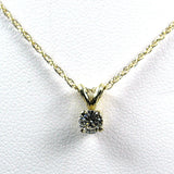 Diamond Necklace 14k Yellow Gold Near Quarter Carat Round Diamond 14kt Gold Chain