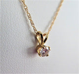 Diamond Necklace 14k Yellow Gold Near Quarter Carat Round Diamond 14kt Gold Chain