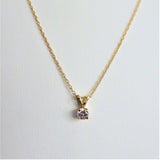 Diamond Necklace 14k Yellow Gold Near Quarter Carat Round Diamond 14kt Gold Chain