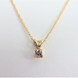 Diamond Necklace 14k Yellow Gold Near Quarter Carat Round Diamond 14kt Gold Chain