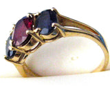 Ring 14kt Natural 1 Carat Ruby With 2 Natural Blue Sapphires 1970s 2 Carats Total