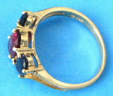 Ring 14kt Natural 1 Carat Ruby With 2 Natural Blue Sapphires 1970s 2 Carats Total