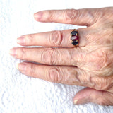 Ring 14kt Natural 1 Carat Ruby With 2 Natural Blue Sapphires 1970s 2 Carats Total