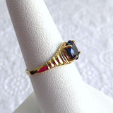 Sapphire Ring 14k Oval Blue Sapphire Solitare 3/4 Carat 1970s 14kt Gold