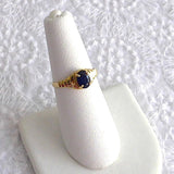 Sapphire Ring 14k Oval Blue Sapphire Solitare 3/4 Carat 1970s 14kt Gold