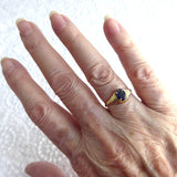 Sapphire Ring 14k Oval Blue Sapphire Solitare 3/4 Carat 1970s 14kt Gold