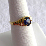 Sapphire Ring 14k Oval Blue Sapphire Solitare 3/4 Carat 1970s 14kt Gold