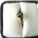 Sapphire Ring 14k Oval Blue Sapphire Solitare 3/4 Carat 1970s 14kt Gold