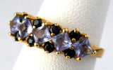 Sapphires Tanzanites 10kt Gold Estate Ring Size 5 Vintage 1970s Engagement Wedding