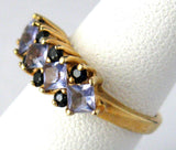 Sapphires Tanzanites 10kt Gold Estate Ring Size 5 Vintage 1970s Engagement Wedding