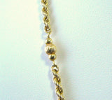 Necklace 14kt Gold Diamond Cut Rope Chain 14kt Gold Beads 16 Inches 1970s Estate