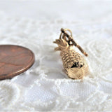 14kt Gold Aloha Pineapple 3D Charm Pendant 1970s Hawaii Souvenir 14k Solid Gold