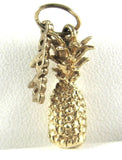14kt Gold Aloha Pineapple 3D Charm Pendant 1970s Hawaii Souvenir 14k Solid Gold