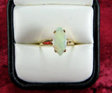 Opal Ring 14k Gold Genuine White Opal Marquise 6 3/4 Cut 1970s October Birthstone