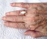Opal Ring 14k Gold Genuine White Opal Marquise 6 3/4 Cut 1970s October Birthstone