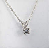 Necklace Solitare Diamond One Fifth Ct Genuine Diamond 14kt Gold Rope Chain