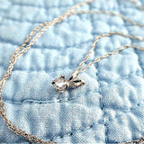 Necklace Solitare Diamond One Fifth Ct Genuine Diamond 14kt Gold Rope Chain