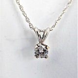 Necklace Solitare Diamond One Fifth Ct Genuine Diamond 14kt Gold Rope Chain