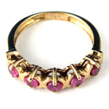 Pink Natural Ruby Ring 10kt Gold 5 Genuine Rubies 1970s Ruby Band Kisses