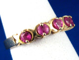 Pink Natural Ruby Ring 10kt Gold 5 Genuine Rubies 1970s Ruby Band Kisses