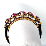 Pink Natural Ruby Ring 10kt Gold 5 Genuine Rubies 1970s Ruby Band Kisses