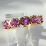 Pink Natural Ruby Ring 10kt Gold 5 Genuine Rubies 1970s Ruby Band Kisses