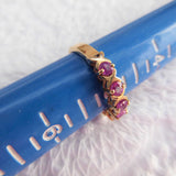 Pink Natural Ruby Ring 10kt Gold 5 Genuine Rubies 1970s Ruby Band Kisses