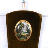 English Bone China And Velvet Wall Plaque Turner Landscapes 3 Oval Tiles Countess 1970s