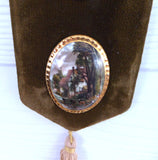 English Bone China And Velvet Wall Plaque Turner Landscapes 3 Oval Tiles Countess 1970s