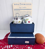 Boxed Egg Coddler Pair Royal Worcester Strawberry Fair Single 1970 Butterflies Berries