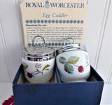 Boxed Egg Coddler Pair Royal Worcester Strawberry Fair Single 1970 Butterflies Berries