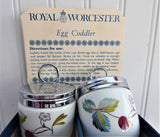 Boxed Egg Coddler Pair Royal Worcester Strawberry Fair Single 1970 Butterflies Berries