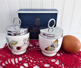 Boxed Egg Coddler Pair Royal Worcester Strawberry Fair Single 1970 Butterflies Berries