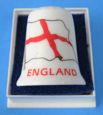 Thimble Flag St George England Bone China Mint In Box 1970s English Flag