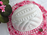 English White Ironstone Pudding Mold Flowers Peas Ceramic 1970s Dessert Baking Decor