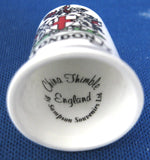 London Souvenir Thimble English Shield Bone China 1970s Sewing Thimble