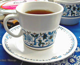 Cup And Saucer Noritake 1970s Blue Moon Progression Porcelain Blue And White Jacobean