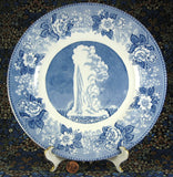 Old Faithful Geyser Yellowstone Blue Transferware Plate Meakin Jonroth 1970s 100 Years