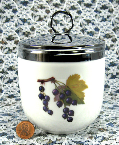 Jumbo Evesham Egg Coddler Royal Worcester Maxime Plum Currants 1980s Fruit Rare