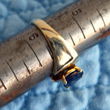 Natural Sapphire Ring 14kt Gold Oval Blue 1 Carat Solitare 1970s Flare Mount