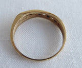 Ring Sapphire Faux Diamond Crossover 1970s English 9Ct Gold Half Eternity Wedding