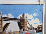 Tower Bridge London Tea Towel 1970s English Landmark Irish Linen Dish Towel