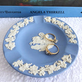 Wedgwood Blue Jasperware Ring Dish Aurora And Chariot Of Dawn Ashtray Trinket Dish 1970s